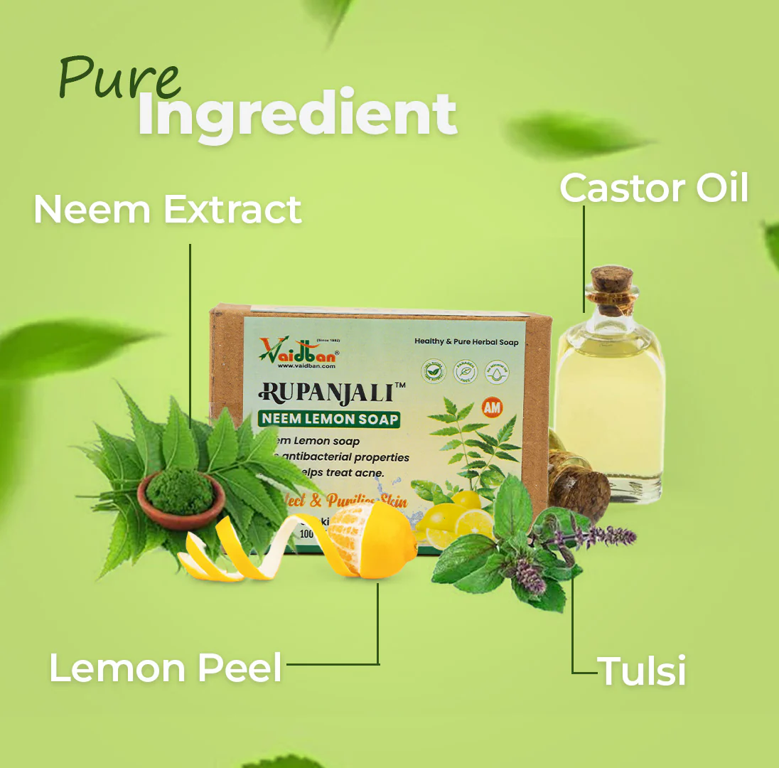Rupanjali Neem Lemon Soap – Antibacterial Herbal Soap for Clear & Healthy Skin (100g) - Image 2