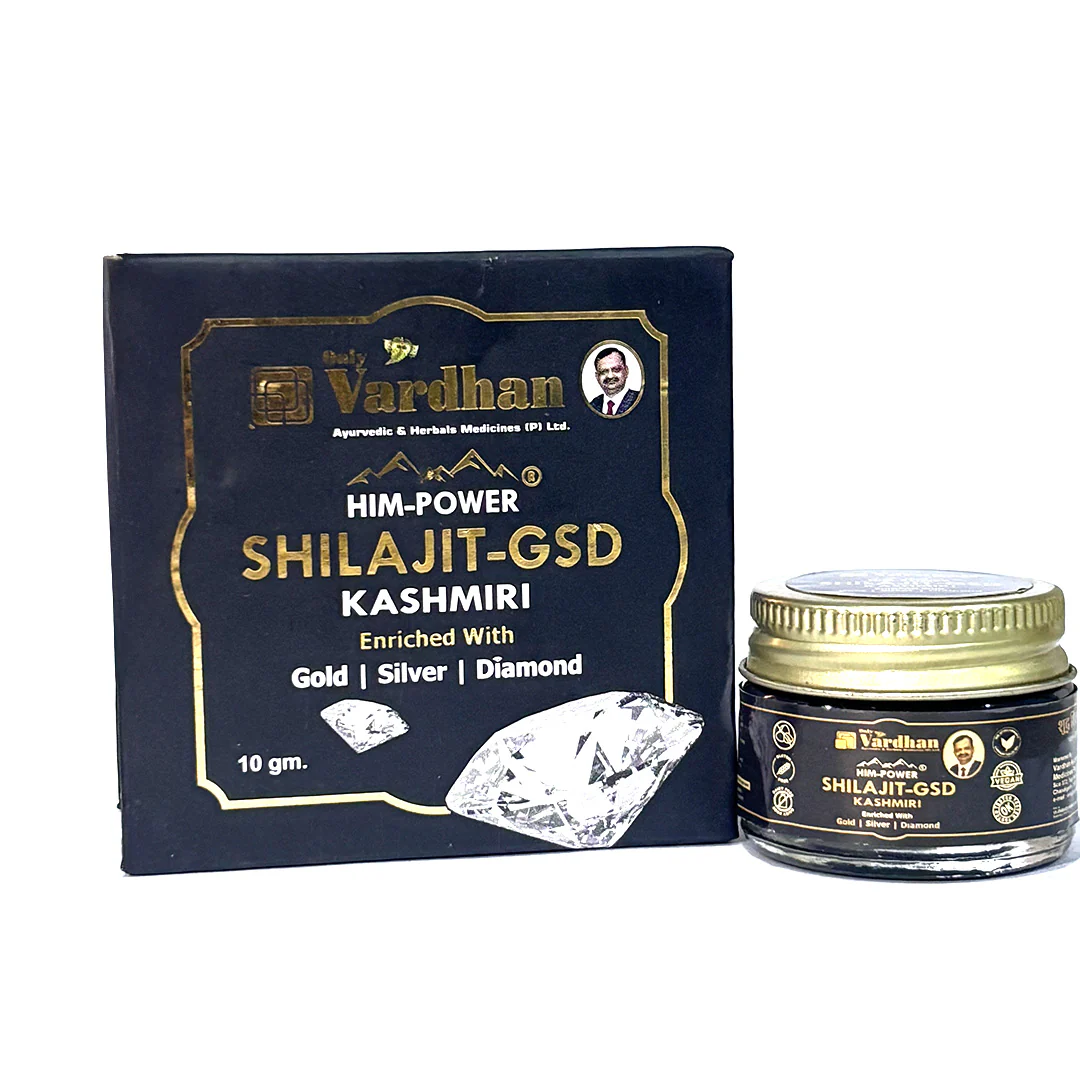 Vardhan Him-Power Shilajit-GSD Kashmiri – Enriched with Gold, Silver & Diamond (10g) - Image 2