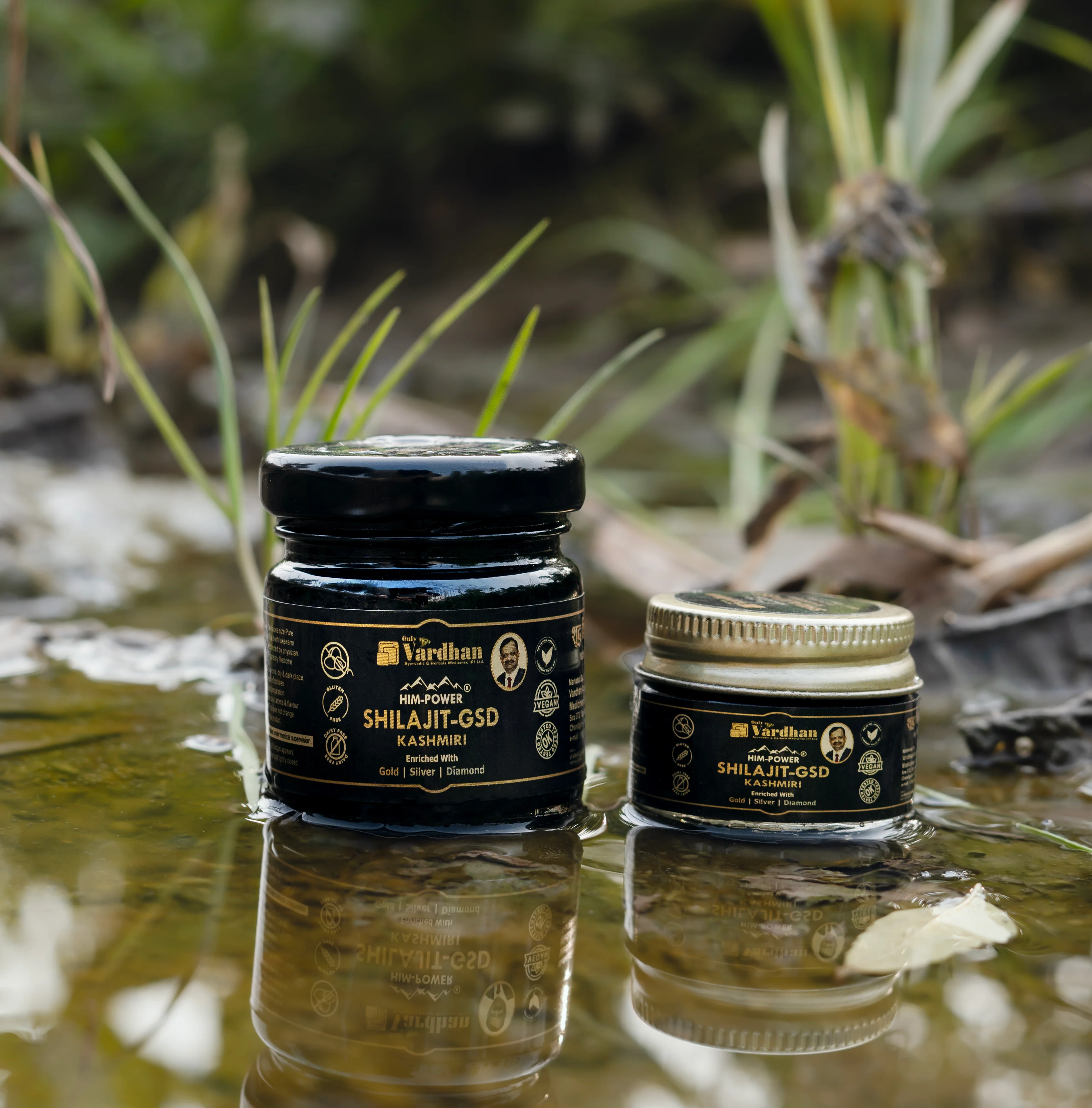Vardhan Him-Power Shilajit-GSD Kashmiri – Enriched with Gold, Silver & Diamond (10g) - Image 3