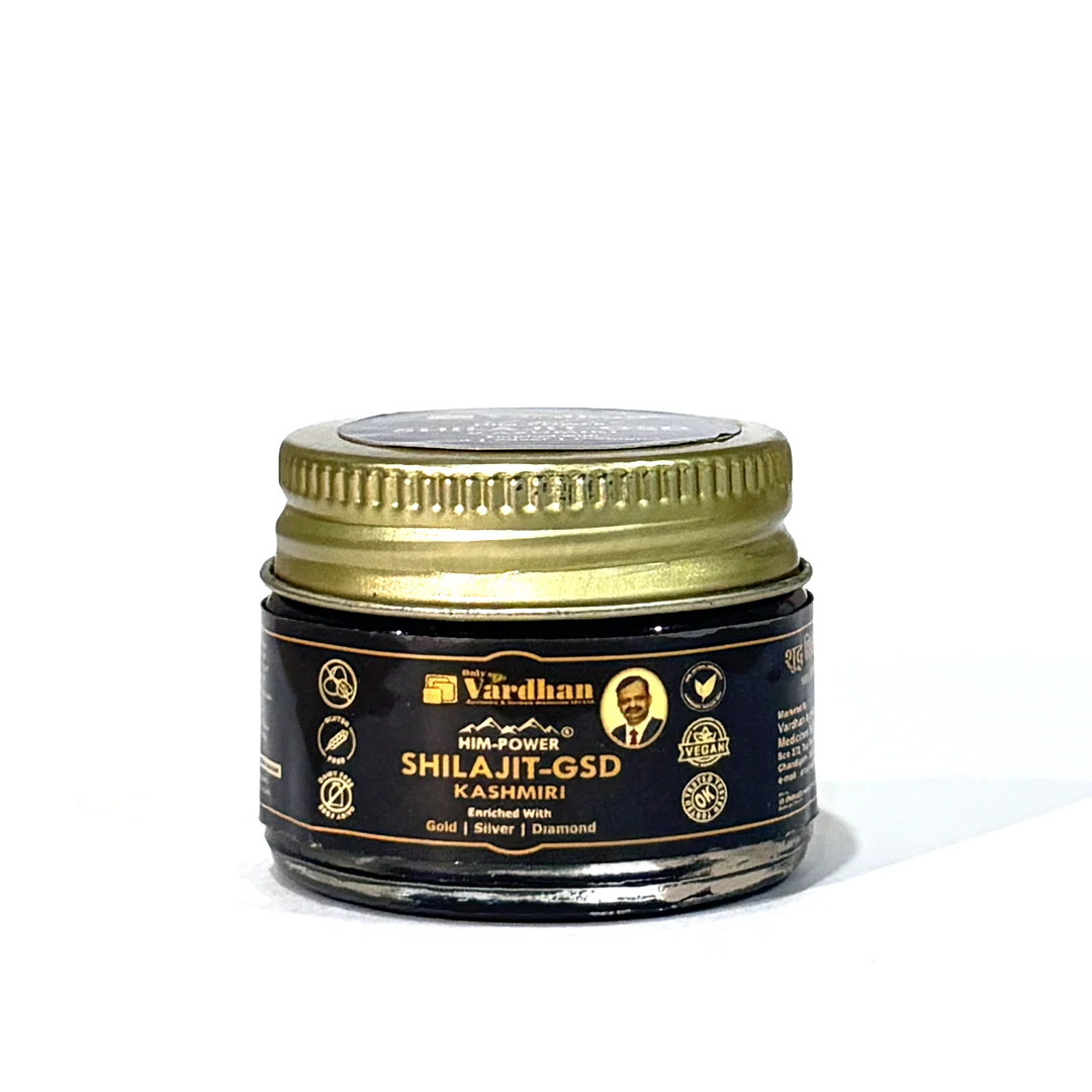 Vardhan Him-Power Shilajit-GSD Kashmiri – Enriched with Gold, Silver & Diamond (10g) - Image 6