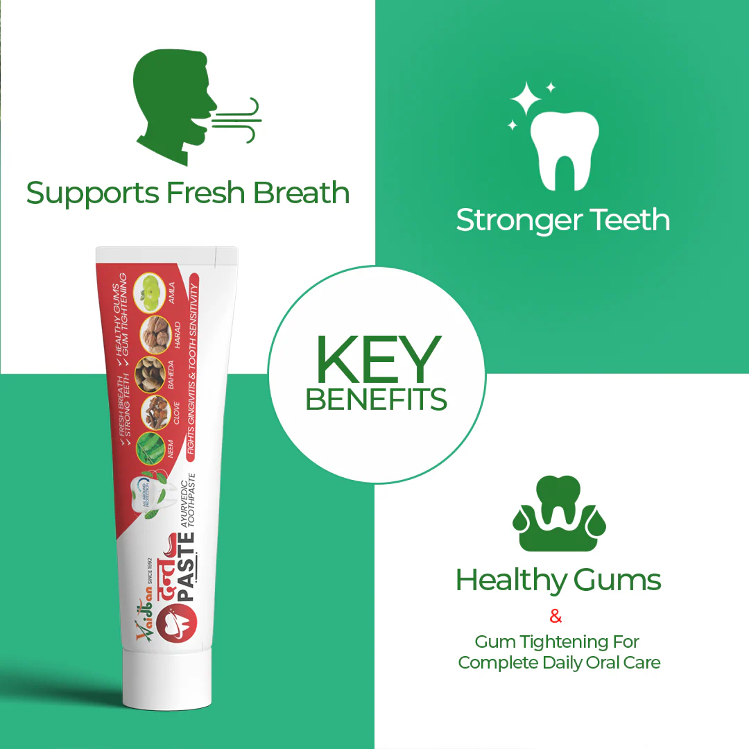 Vaidban Dant Paste - Ayurvedic Toothpaste for Gingivitis & Tooth Sensitivity (100gm) pack - Image 3