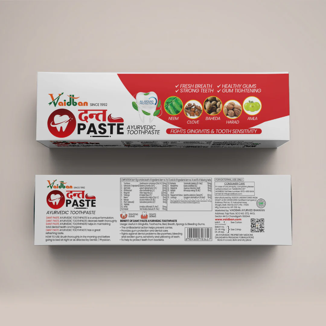 Vaidban Dant Paste - Ayurvedic Toothpaste for Gingivitis & Tooth Sensitivity (100gm) pack - Image 7