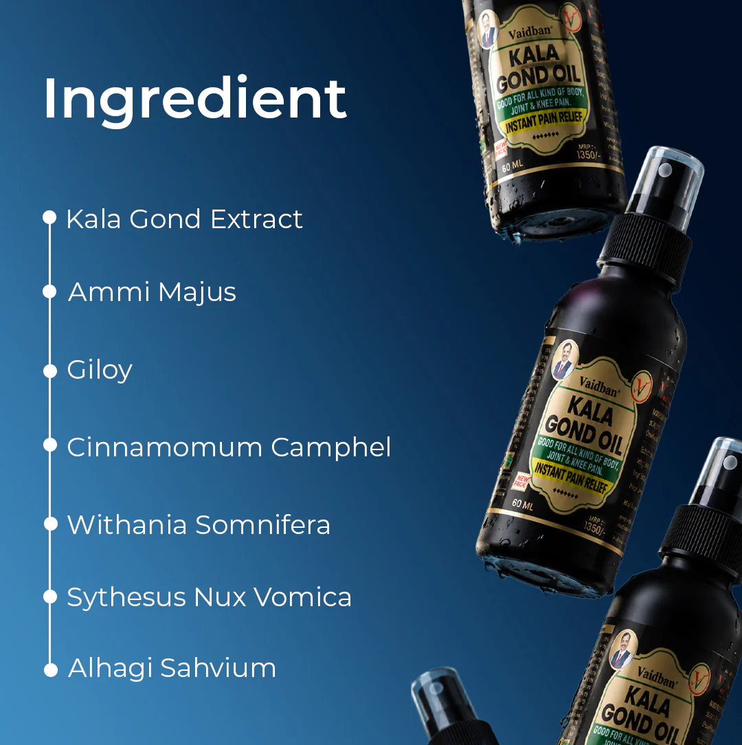 Vaidban Kala Gond Oil – Instant Pain Relief for Joint & Knee Pain | 60ml - Image 3