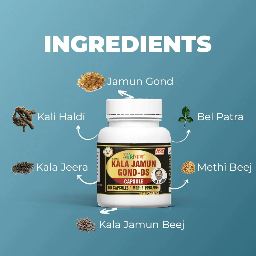 Vaidban Kala Jamun Gond-DS Capsules (Pack of 60 Capsule) - Natural Support for Sugar Management - Image 3