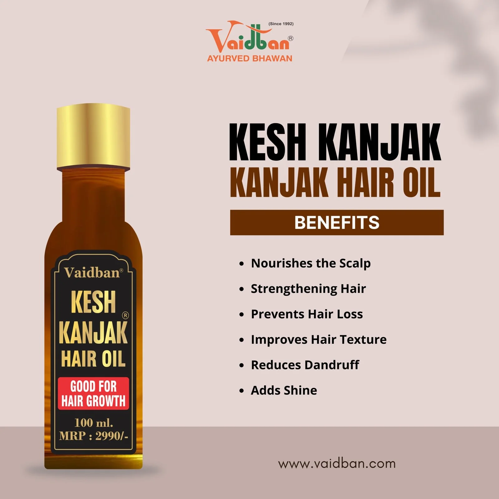 Vaidban Kesh Kanjak Hair Oil - Nourishing Oil for Enhanced Hair Growth - Image 3