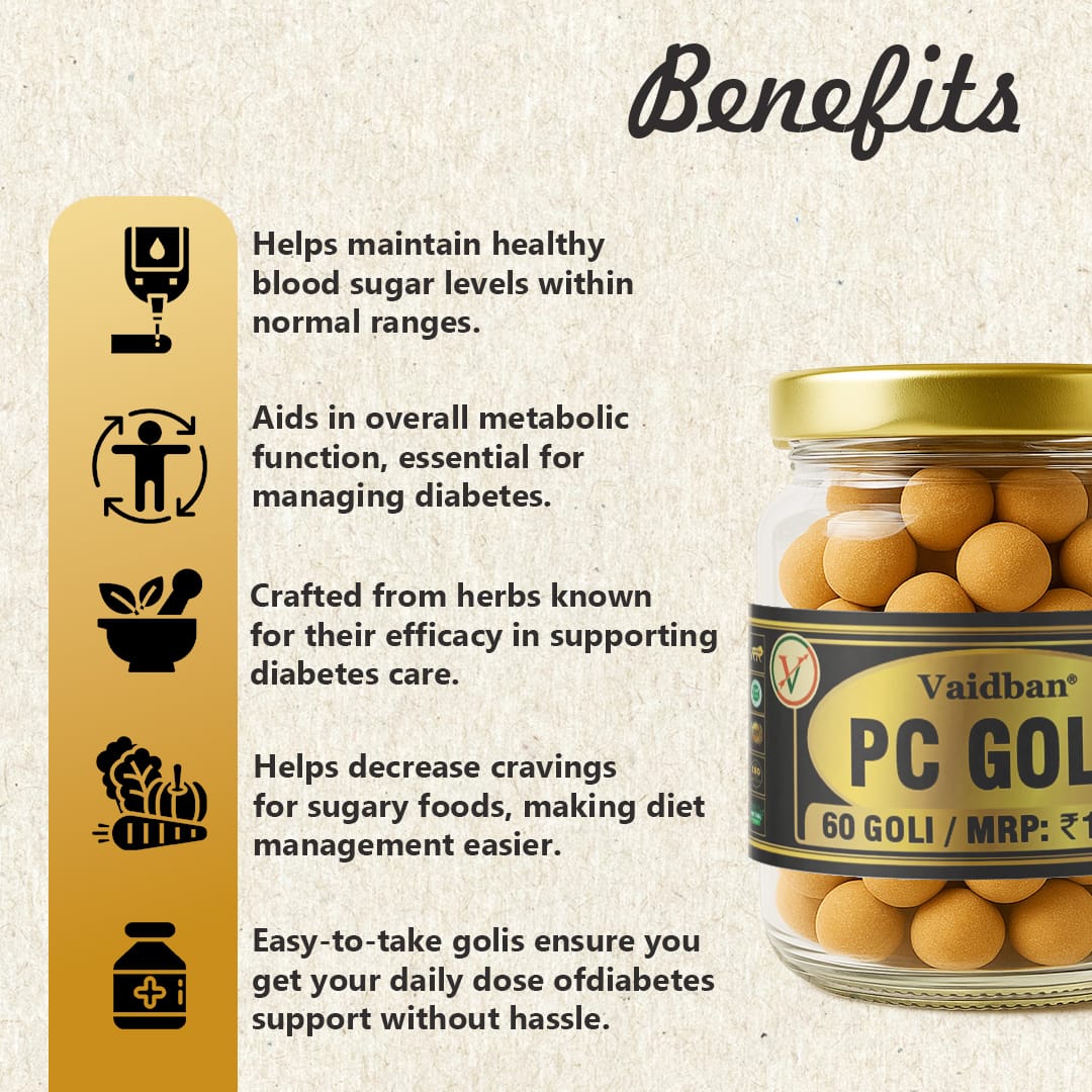 Vaidban PC Gold - Herbal Diabetes Management Goli, 60 Tablets - Image 3