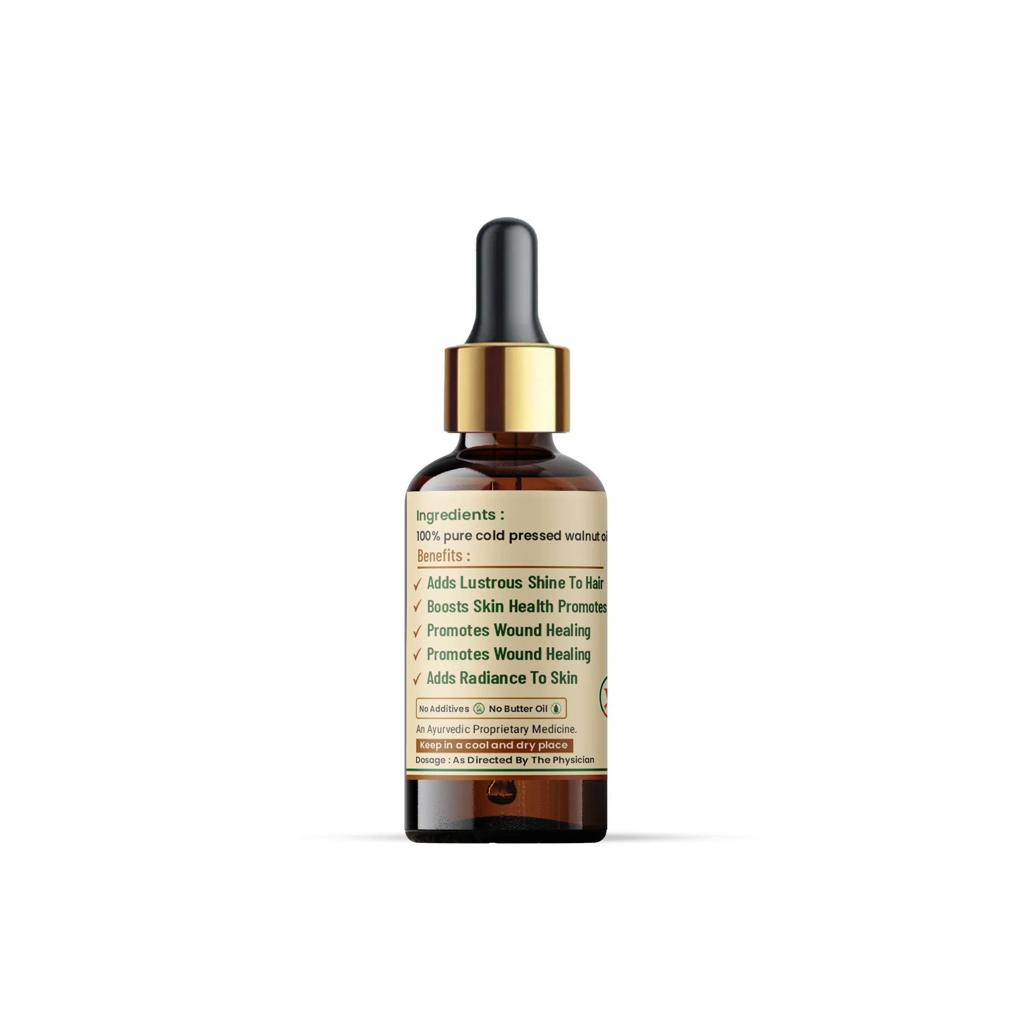 Vaidban V-3 Walnut Bhasam Oil 30 ml - 100% Pure Cold Pressed Walnut Oil for Hair and Skin - Image 5